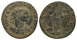 Aurelian. A.D. 270-275. Æ antoninianus (20.8mm, 3.73g ). Antioch mint, A.D. 275. IMP C AVRELIANVS AVG, radiate and cuirassed bust right / RESTITVTOR O...