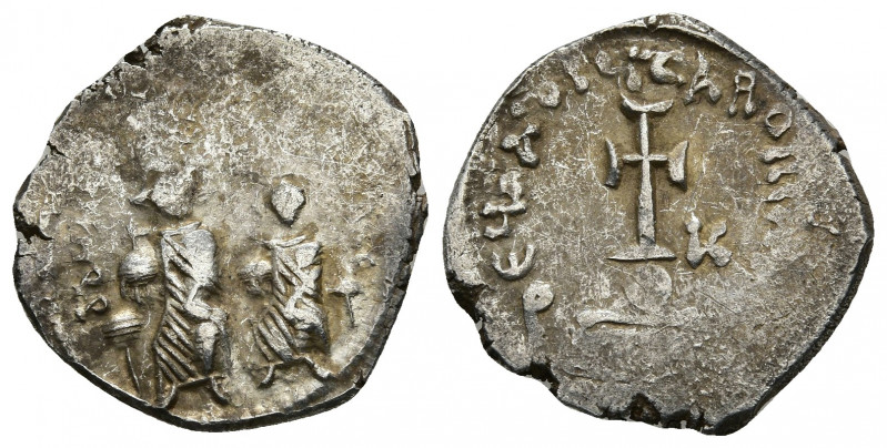 Heraclius with Heraclius Constantine AD 610-641. Constantinople Hexagram AR (21....