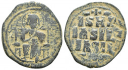 Anonymous follis class D (atributted to Constantine IX), AE, Constantinople Mint, c. 1050-1060 AD (29mm, 10.3 g) Christ seated facing on throne with b...