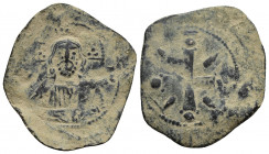 Byzantine Empire, Anonymous Class I (Nicephorus III) 1078-81, Follis, (28mm, 4.3 g) Obv: Bust of Christ facing, holding book of gospels Rev: Latin cro...