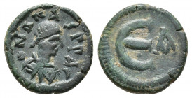 ANASTASIUS. 491-518 AD. Æ Pentanummium (14mm, 2.3 g). Constantinople mint. DN ANA S PP AV, diademed, draped, cuirassed bust right / Large E, pellets b...