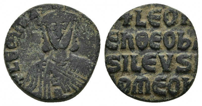 Leo VI, the Wise. 886-912. Æ Follis (17.7 mm, 5.1g ). Constantinople mint. LEON ...