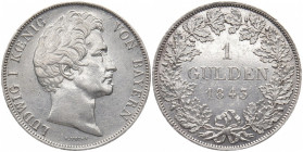 BAYERN
Ludwig I., 1825 - 1848. Gulden 1843. AKS 78; J. 62. 10.61 g. Sehr schön-vorzüglich