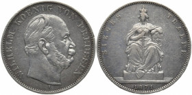 BRANDENBURG / PREUSSEN
Wilhelm I., 1861 - 1888. Siegestaler 1871 A. Thun 272; Dav. 785; AKS 118; J. 99. 18.45 g. Sehr schön