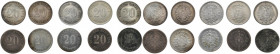 REICHSKLEINMÜNZEN
 Lot. 20 Pfennig 1874 A, D (2x), E, F; 20 Pfennig 1875 A, D; 20 Pfennig 1876 A, F (2x). J. 5. 10 Stück. Unterschiedlich erhalten, f...