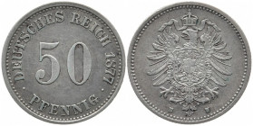 REICHSKLEINMÜNZEN
 50 Pfennig 1877 H. J. 7. 2.76 g. R Sehr schön-vorzüglich