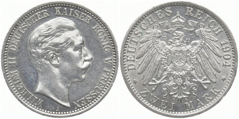 REICHSSILBERMÜNZEN PREUSSEN
Wilhelm II., 1888-1918. 2 Mark 1904 A. J. 102. 11.1...