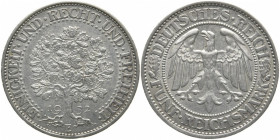 WEIMARER REPUBLIK
 5 Reichsmark 1932 E, Eichbaum. J. 331. 25.15 g. Fast vorzüglich