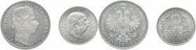 HABSBURGER BIS 1866
Franz Josef, 1848 - 1916. Gulden 1861 A. Dazu: Krone 1914. Herinek 525 und 804.. 2 Stück. 17.37 g. Vorzüglich-Stempelglanz