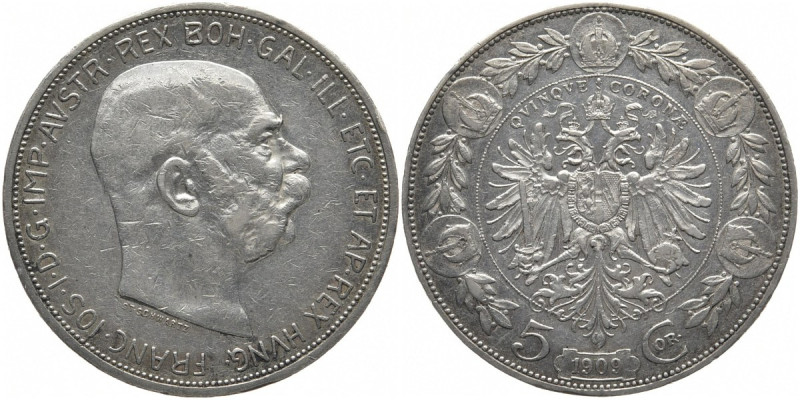 HABSBURGER BIS 1866
Franz Josef, 1848 - 1916. 5 Kronen 1909, Wien. J. 380; Dav....