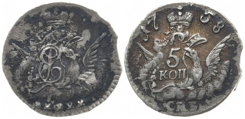 RUSSLAND GROSSFUERSTENTUM / KAISERREICH
Elisabeth, 1741 - 1761. 5 Kopeken 1758,...