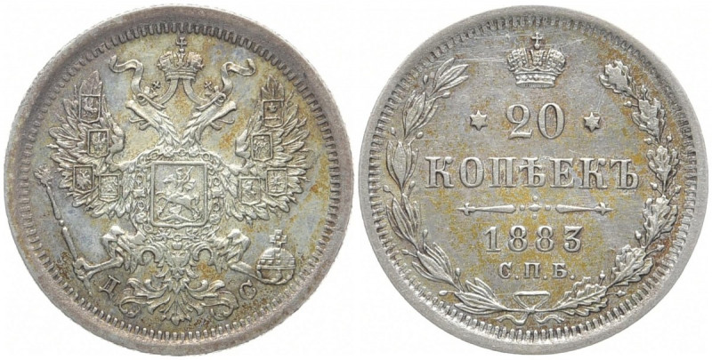 RUSSLAND GROSSFUERSTENTUM / KAISERREICH
Alexander III., 1881 - 1894. 20 Kopeken...