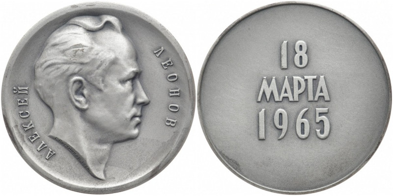 RUSSLAND RSFSR UND UDSSR, 1921 - 1991
 Silbermedaille 1965. Kopf von Alexey Leo...