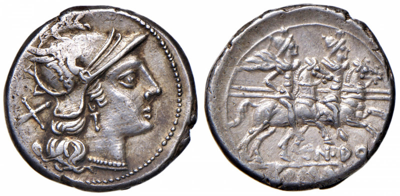 Domitia - Cn. Domitius Ahenobarbus - Denario (189-180 a.C.) Testa di Roma a d. -...