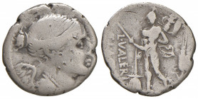 Valeria - L. Valerius Flaccus - Denario (108-107 a.C.) Busto della Vittoria a d. - R/ Marte andante a s. - B. 11; Cr. 306/1 AG (g 3,67)