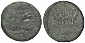 Sesto Pompeo - Asse (zecca spagnola o siciliana, 43-42 a.C.) Testa di Giano - R/ Prua a d. - Cr. 478/1 AE (g 16,99)