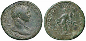 Traiano (98-117) Sesterzio - Testa laureata a d. - R/ La Fortuna stante a s. - RIC 500 AE (g 23,12)