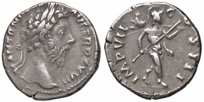 Marco Aurelio (161-180) Denario - Busto laureato a d. - R/ Marte andante a d. - ...