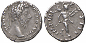 Marco Aurelio (161-180) Denario - Busto laureato a d. - R/ Marte andante a d. - RIC 299 AG (g 3,65)