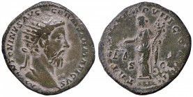 Marco Aurelio (161-180) Dupondio - Testa radiata a d. - R/ L’Equità stante a s. - RIC 1173 AE (g 10,40) Piccole screpolature e depositi