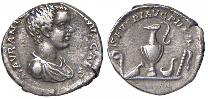 Caracalla (211-217) Denario - Testa a d. - R/ Strumenti sacrificali - RIC 4 AG (...