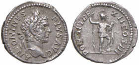 Caracalla (211-217) Denario - Testa laureata a d. - R/ La Virtù stante a d. - RIC 117a AG (g 3,21)
