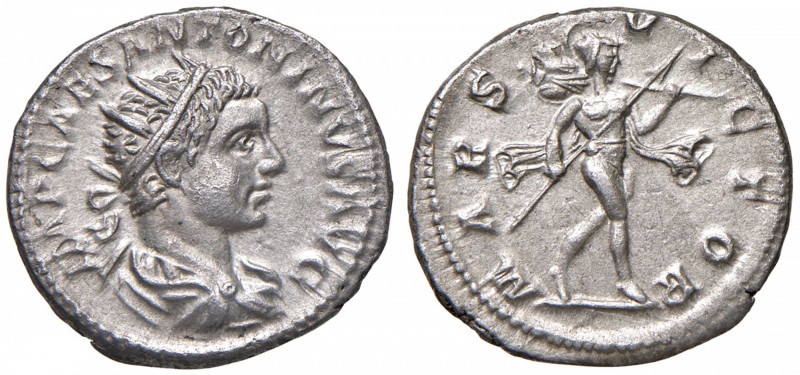 Elagabalo (219-222) Antoniniano - Busto radiato a d. - R/ Marte andante a d. - R...