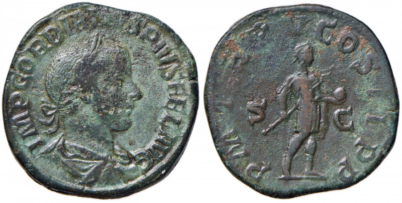 Gordiano III (238-244) Sesterzio - Busto laureato a d. - R/ L’imperatore stante ...