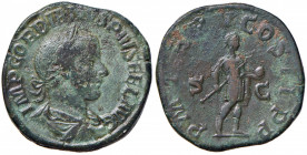 Gordiano III (238-244) Sesterzio - Busto laureato a d. - R/ L’imperatore stante a d. - RIC 305 AE (g 21,29)