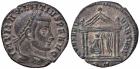 Massenzio (307-312) Follis (Roma) Testa laureata a d - R/ Tempietto - AE (g 5,57)