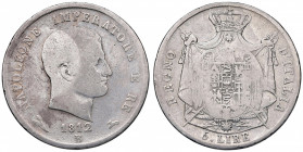 Napoleone (1804-1814) Bologna - 5 Lire 1812 puntali aguzzi - Gig. 111 AG (g 24,11)