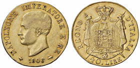 Napoleone (1804-1814) Milano - 40 Lire 1808 senza segno di zecca - Gig. 72a AU (g 12,86) R