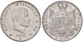 Napoleone (1804-1814) Milano - 5 Lire 1810 1 su 0, puntali aguzzi - Gig. 106b AG (g 24,99)