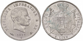 Napoleone (1804-1814) Venezia - 5 Lire 1811 puntali aguzzi - Gig. 110 AG (g 24,74) Lucidato con una minima presenza di residui verdi