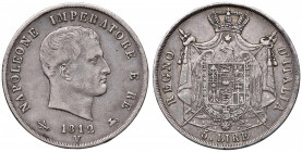 Napoleone (1804-1814) Venezia - 5 Lire 1812 puntali aguzzi - Gig. 113 AG (g 24,84)