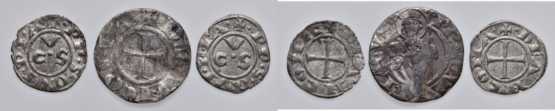 ANCONA Autonome (XIII secolo) Grosso agontano e denaro (2) - AG Lotto di tre mon...