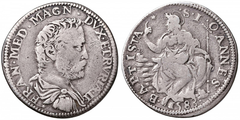 FIRENZE Francesco I (1574-1587) Testone 1583 - MIR 186/2 AG (g 8,77) RR