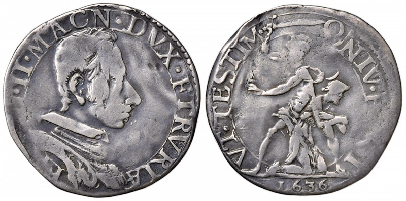 FIRENZE Ferdinando II (1621-1670) Lira 1636 - MIR 301/4 AG (g 4,37) RR Schiaccia...