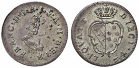 FIRENZE Francesco II di Lorena (1737-1765) 10 Quattrini 1764 - MIR 366/3 MI (g 2,12) Piccola mancanza al R/