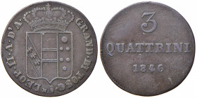 FIRENZE Leopoldo II (1824-1859) 3 Quattrini 1846 - MIR 464/16 CU (g 1,99)