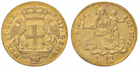 GENOVA Dogi biennali (1528-1797) 12 Lire 1793 - MIR 281 AU (g 3,15) RRR Da montatura ma ancora un piacevole esemplare