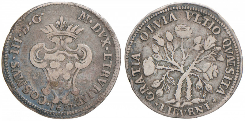 LIVORNO Cosimo III (1670-1723) Quarto di pezza della rosa 1697 - MIR 68/1 AG (g ...