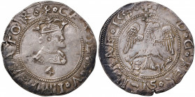 MESSINA Carlo V (1516-1556) 4 Tarì 1555 - MIR 287/1 AG (g 11,72) Schiacciature marginali e frattura del tondello, piacevole patina di vecchia raccolta...