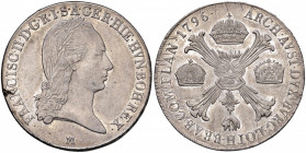 MILANO Francesco II (1792-1796) Crocione 1796 - MIR 472/5 AG (g 29,56) Screpolatura al bordo, minimi graffietti di conio al R/ sui bei fondi lucenti