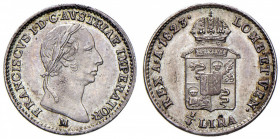 MILANO Francesco I (1815-1835) Quarto di lira 1823 - Gig. 84 AG (g 1,63)