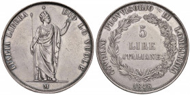 MILANO Governo provvisorio (1848) 5 Lire 1848 - Gig. 3 AG (g 24,99) Graffietti nei campi