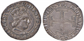 NAPOLI Ferdinando I d’Aragona (1458-1494) Coronato con lettera A sotto la croce - MIR 68/1 AG (g 3,85) R Frattura del tondello, bella patina di vecchi...