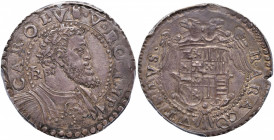 NAPOLI Carlo V (1516-1554) Mezzo ducato (periodo di coniazione: 1548-1554) - Magliocca cfr. 32 AG RR In slab PCGS AU55 829699.55/40114527. Bell’esempl...