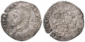 NAPOLI Filippo II (1554-1598) Tarì con POPVLOR SECVRITATI - Magliocca 43/1 AG (g 6,00) Frattura del tondello