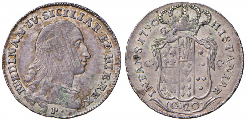 NAPOLI Ferdinando IV (1759-1816) Tarì 1790 - Magliocca 277 AG (g 4,51) RR Graffi...